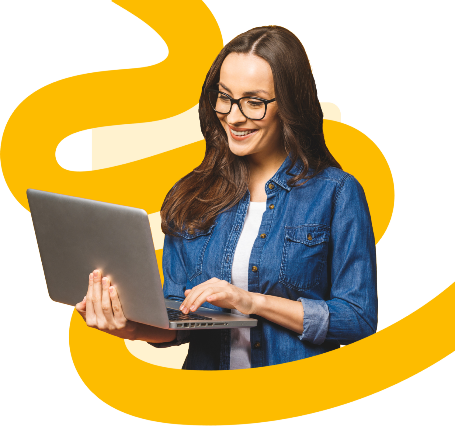 Focused learner using a laptop